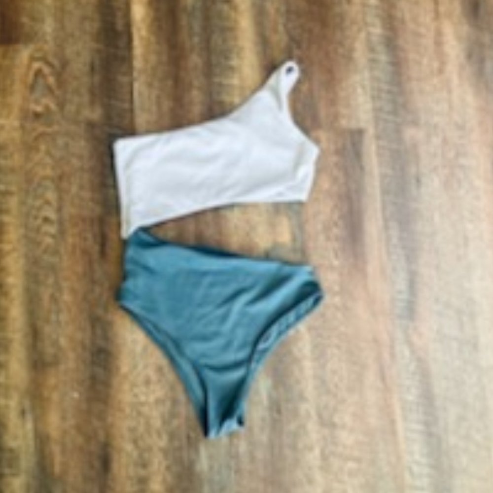 SHEIN one shoulder cut out bathing suit